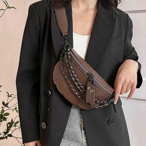 Faux Leather  Brown crossbody with Black Hardware new , with no tag never worn